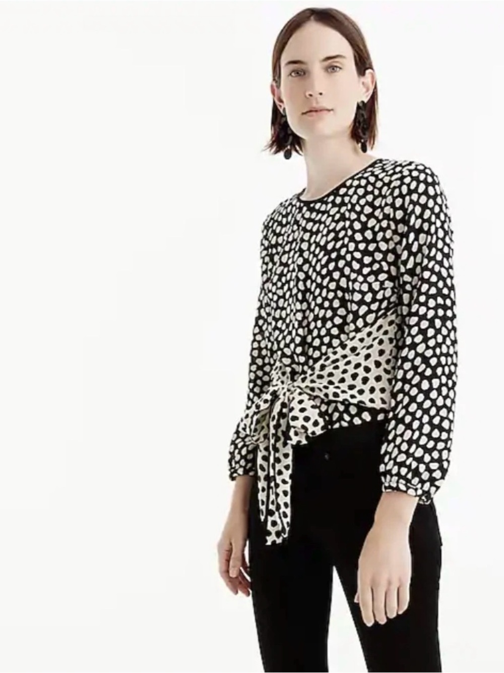 J. Crew Silk Polka Dot Tie-Front Top 16